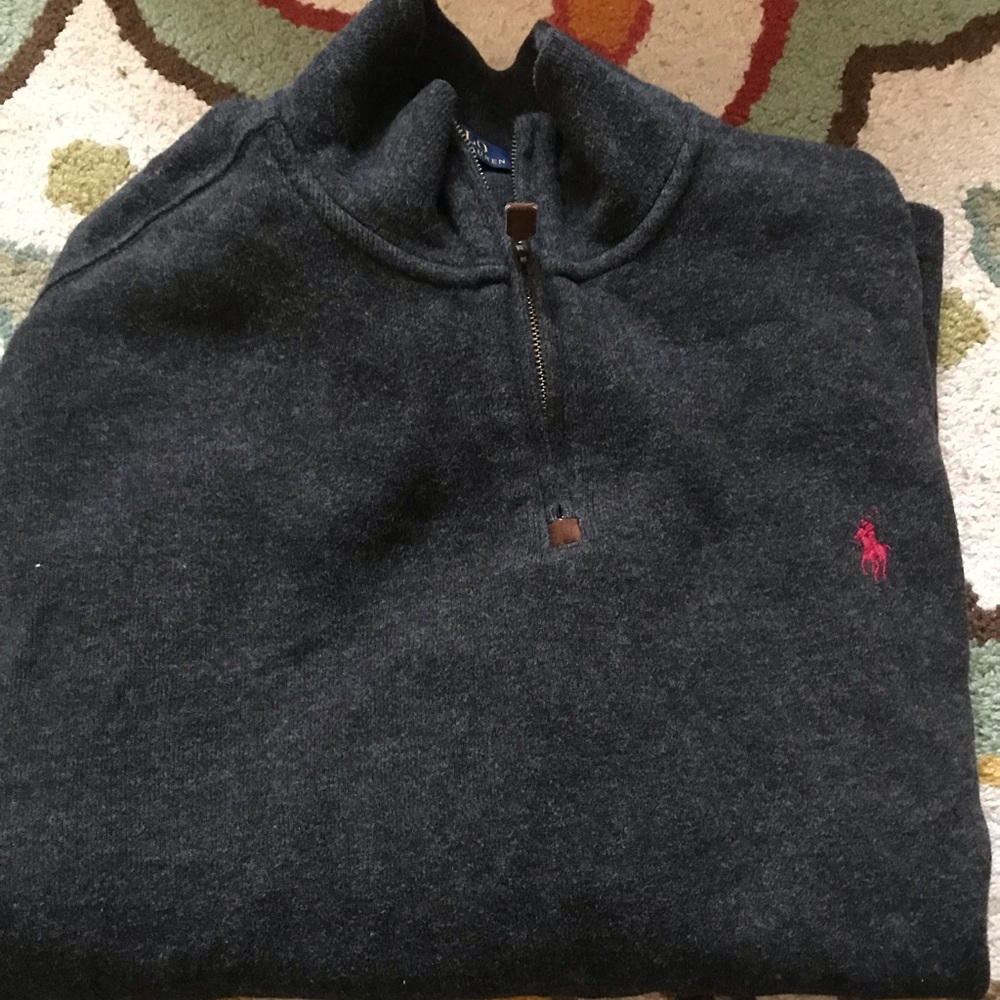 Polo Charcoal Gray 1/4 zip pullover - XL